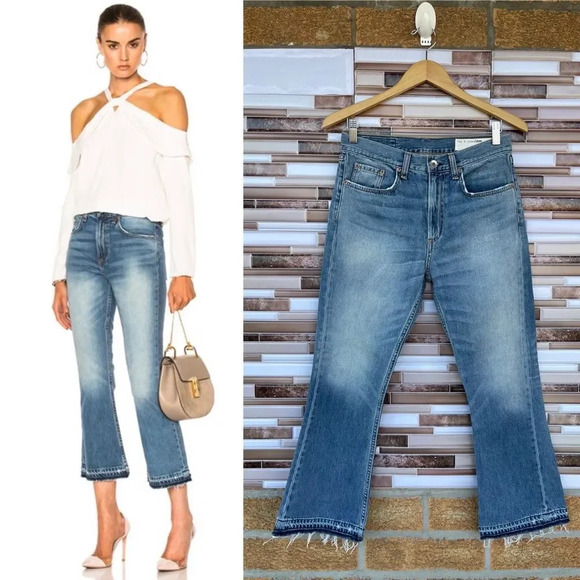 Rag & Bone Vintage Crop Flare Carlsbad Blue Jeans 27 - Picture 1 of 16